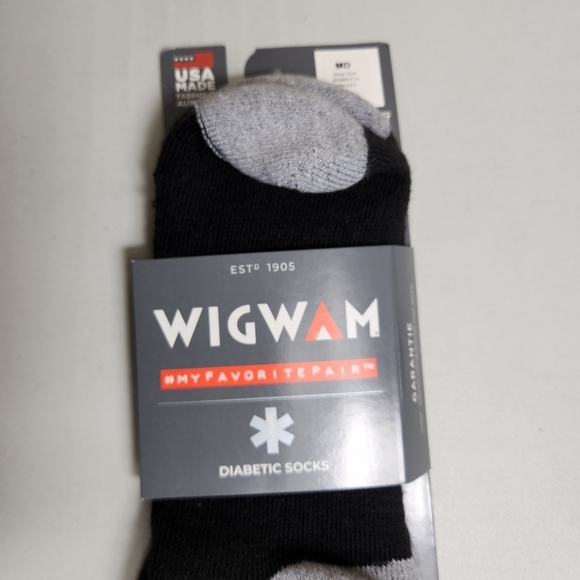 Wigwam Unisex Diabetic Black Sport Quarter Socks |NQP| |Womens 6-10/Mens 5-9.5| - Picture 2 of 8